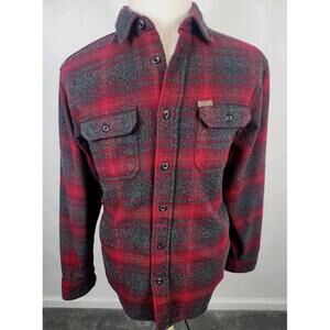ORVIS Mens Medium Red Plaid Flannel Long Sleeve Button Up Warm Casual Shirt
